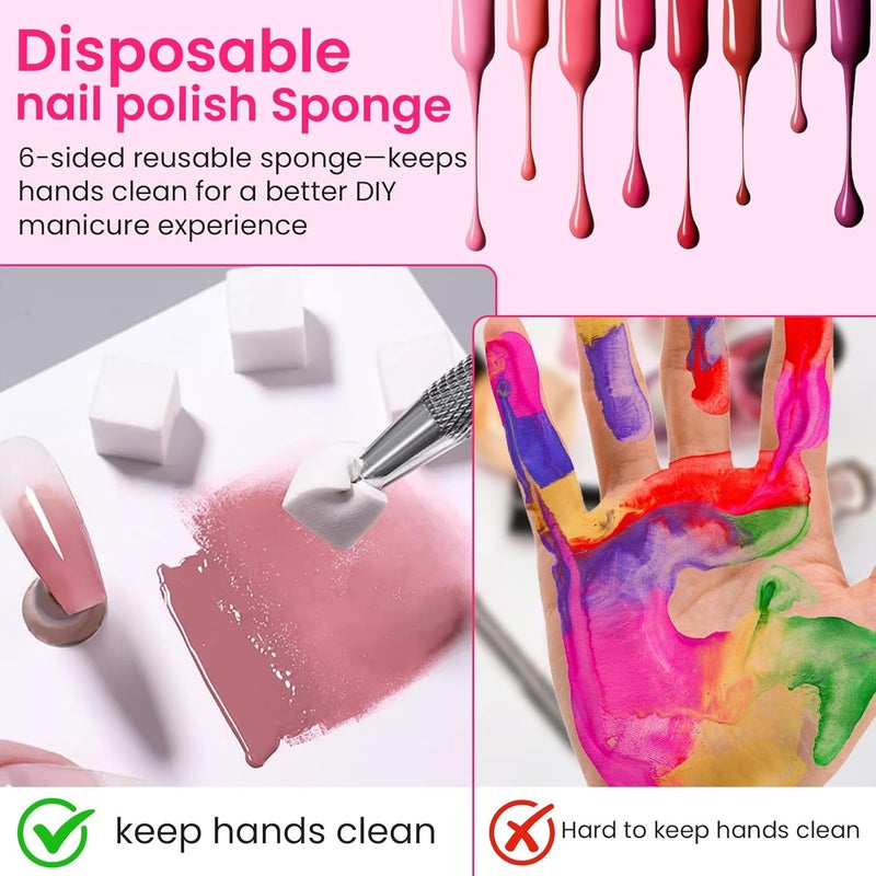 ESUOHYM 150 PCS Nail Sponges For Ombre Nail Art Supplies Brushes Design Tools Nail Tech Must Haves Accessories With 1 PCS Grab Pen for Salon And Home (Colorful, Medium Pack) - Image 3